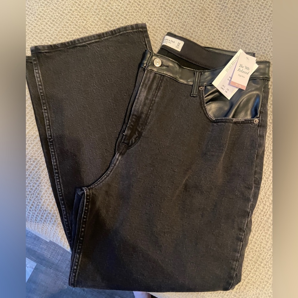 Abercrombie 90s relaxed high rise jeans mixed fabric - Picture 4 of 4